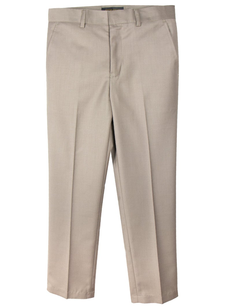 Spring Notion Boys' 4-Piece Suspender Outfit Tan & White Set w/Champagne Suspenders 12 - Image 4